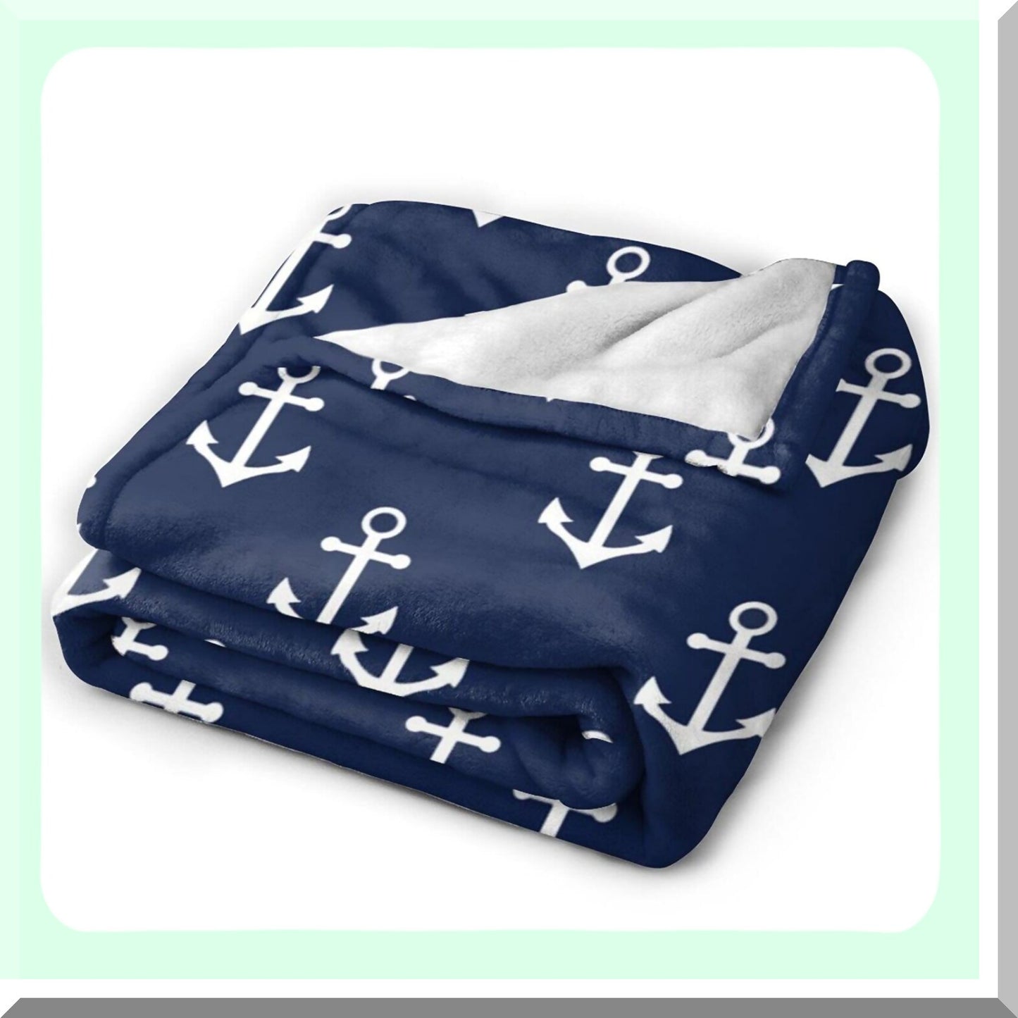 CozyNautical Navy Blue Anchor Flannel Fleece Throw Blanket - Soft, Warm, and Perfect for Bed, Sofa, or Living Room