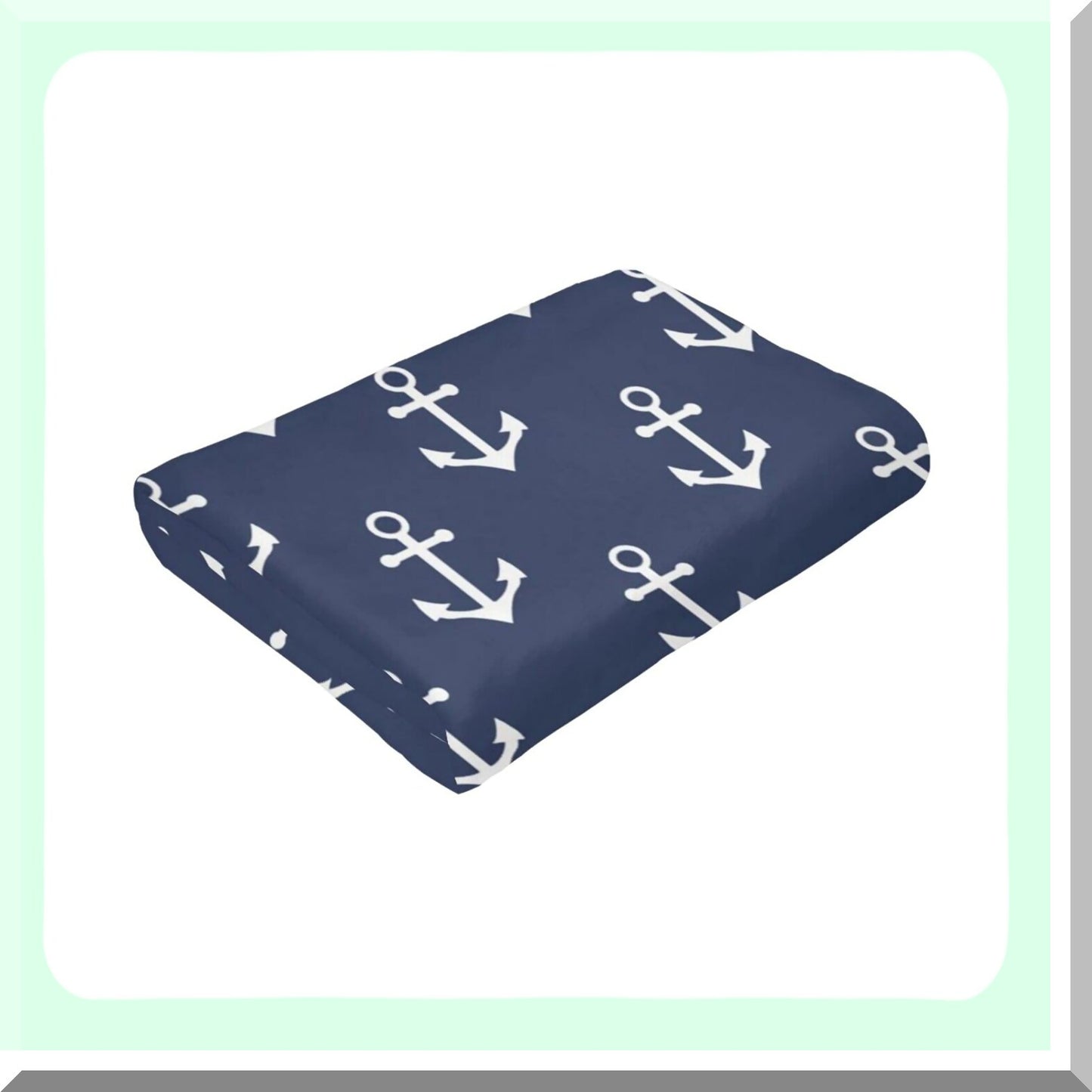CozyNautical Navy Blue Anchor Flannel Fleece Throw Blanket - Soft, Warm, and Perfect for Bed, Sofa, or Living Room
