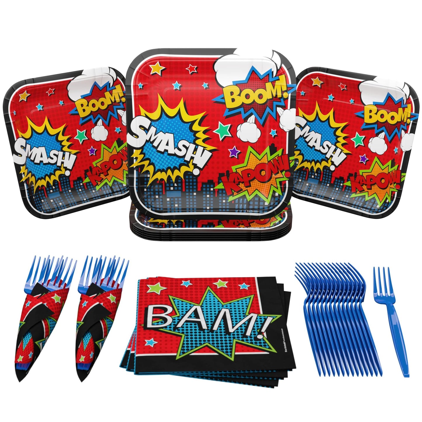 Superhero Party Supplies Pack for 16 Guests