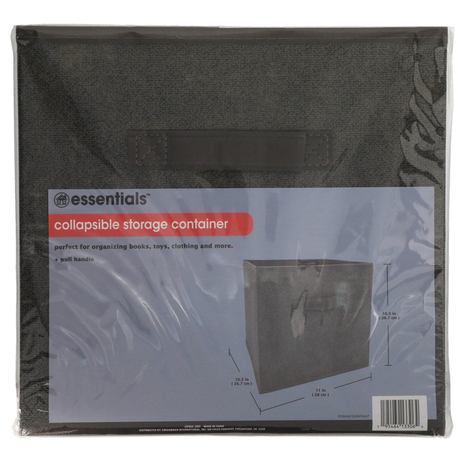 Essentials Gray Collapsible Storage Containers with Handles, 11 in. (Pack of 4)