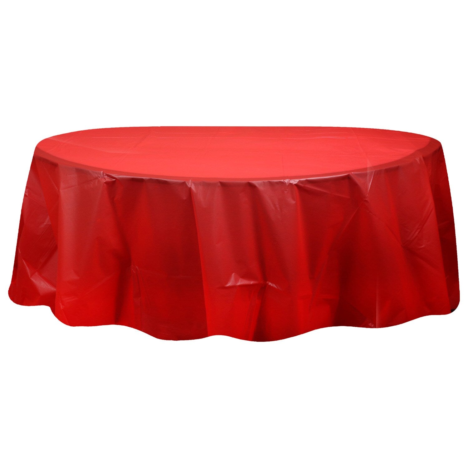 Round Red Plastic Table Covers, 84 in. (Pack of 18)