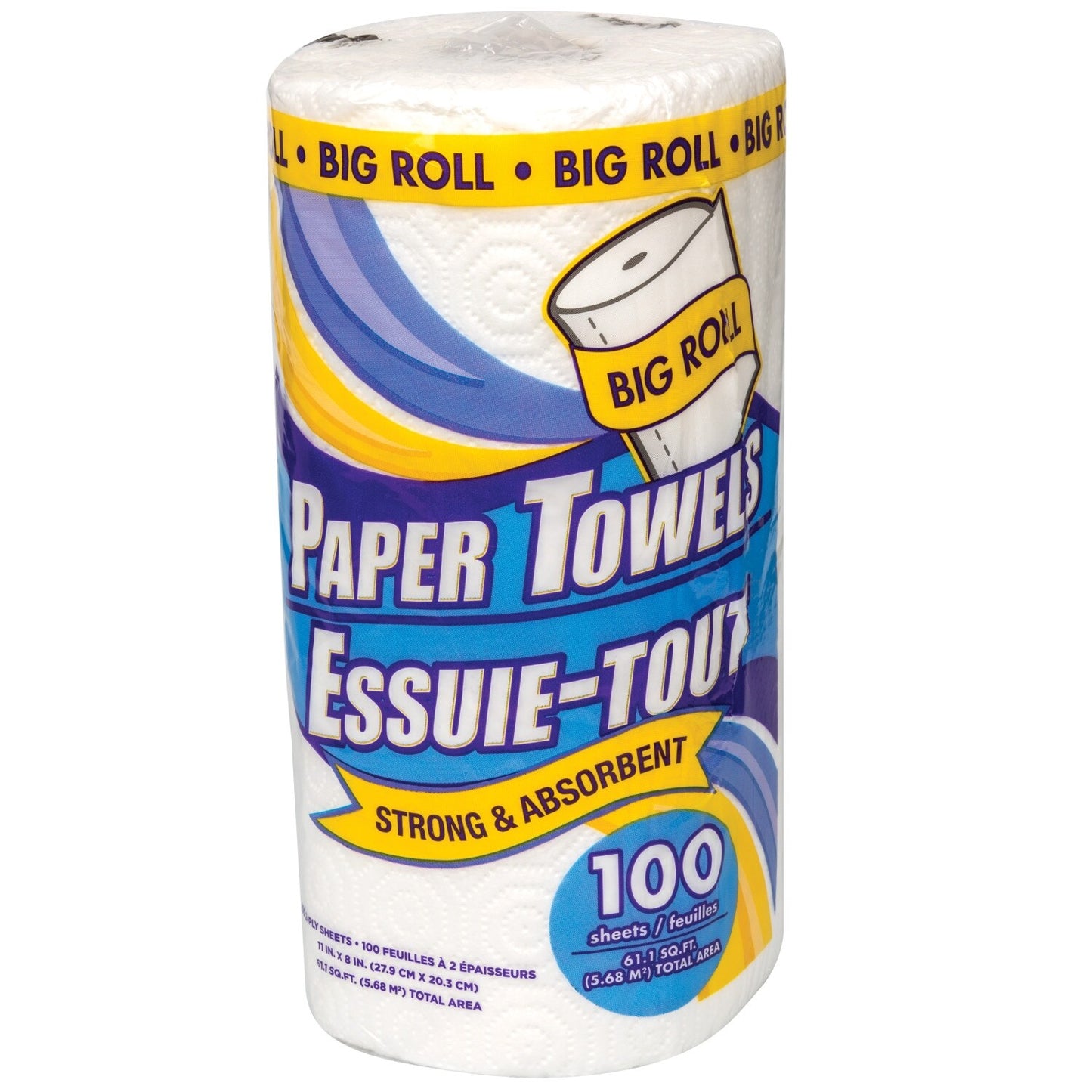 Absorbent 2-Ply Big-Roll Paper Towels, 100-sheet Rolls (Pack of 30)