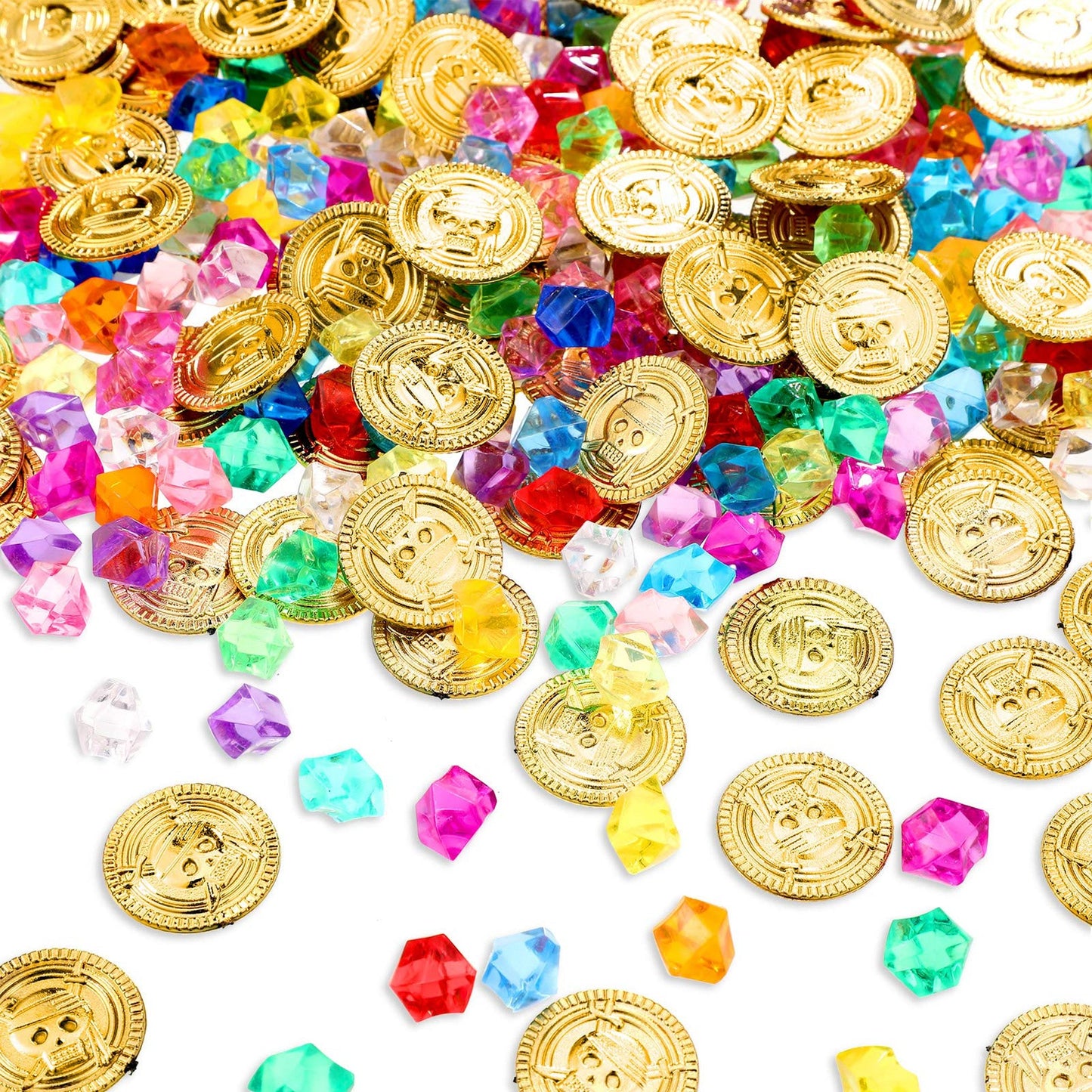 Pirate Treasure Gold Coins and Gems for Party Decorations