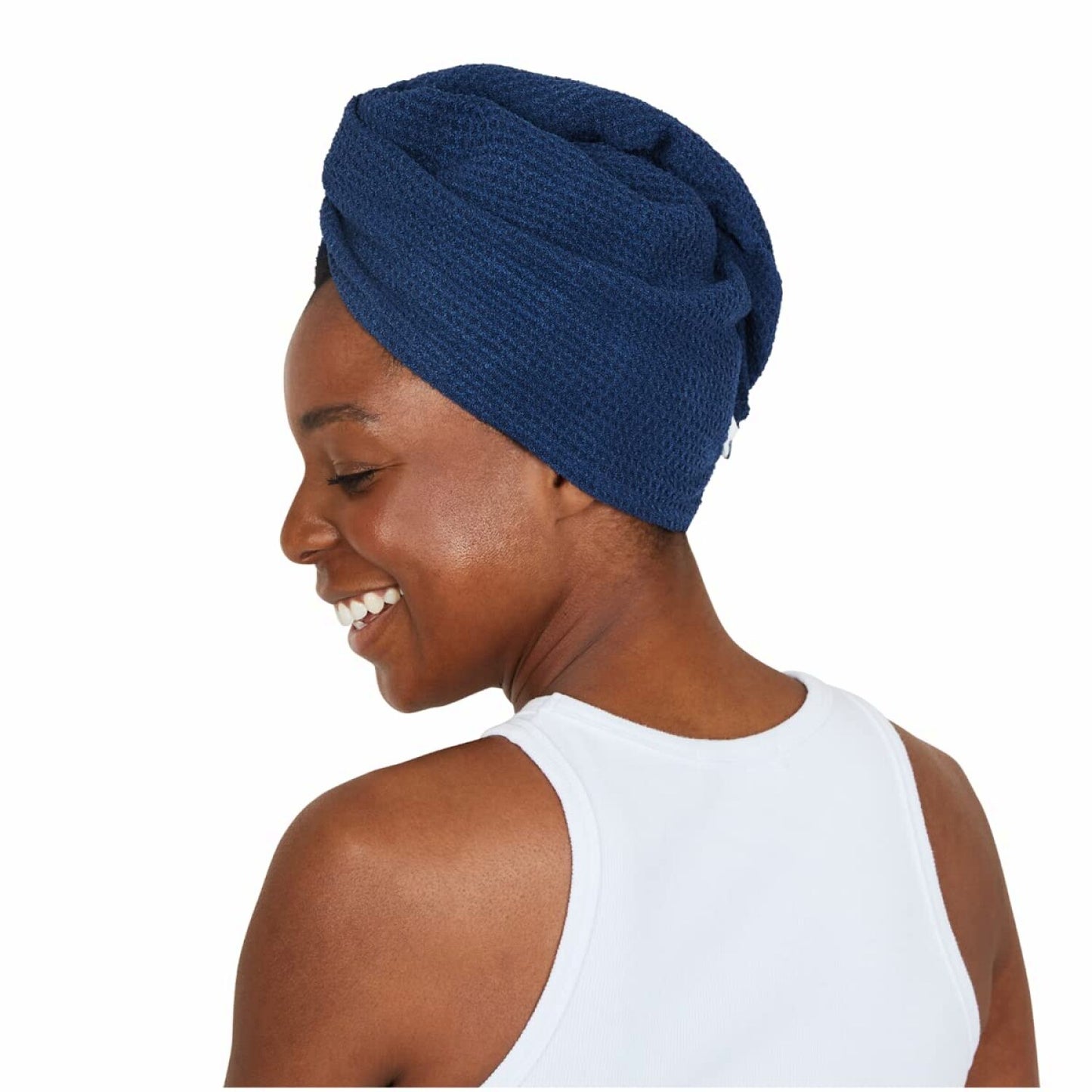 Nautical Navy Turban Hair Towel, One Size