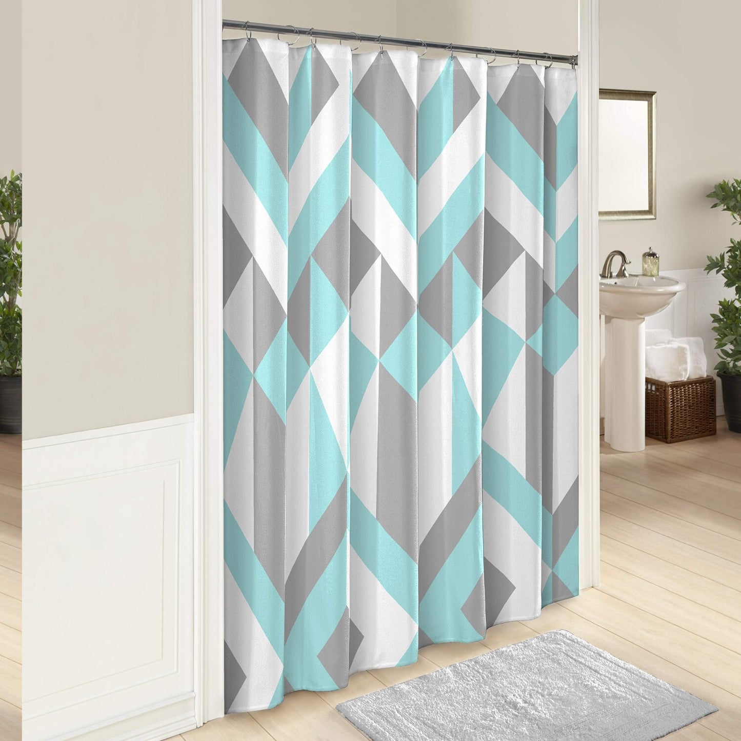 Shower Curtain 72x72 Aqua Cotton Machine Washable