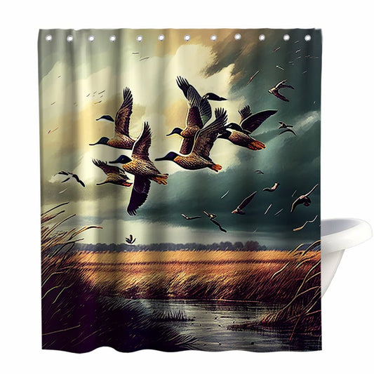 Rustic Wild Ducks Hunting Shower Curtain 72x72 inches
