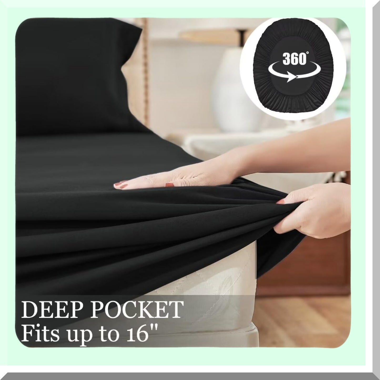 Luxury Black Queen Bedding Set - Deep Pocket Microfiber Sheets & Pillowcases - Hotel Style Cooling Bedsheet Collection - Soft 4 Piece Ensemble