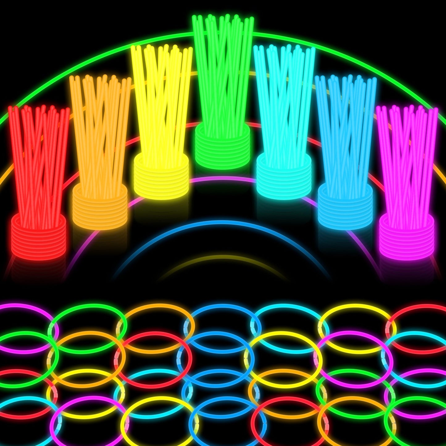GlowParty 500 - 8" Glow Sticks Bulk Pack with Accessories for Bracelets & Necklaces - Perfect for Birthday Activities & Decorations