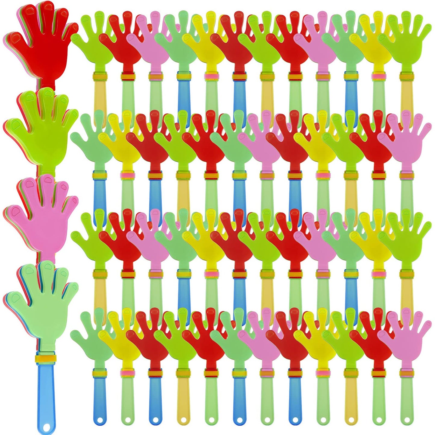 Party Clappers Pack - 200 Pcs Plastic Noise Makers for Sporting Events, Fiesta, Birthdays - Game Accessories & Favors - Random Color, 7.5 Inch