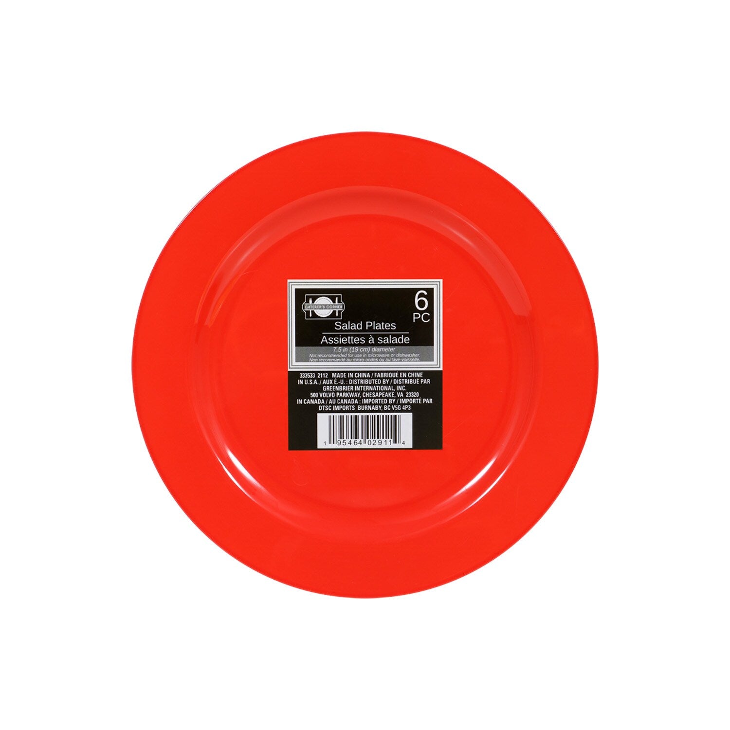 Solid Red Plates, 6-ct. Packs (Pack of 36)