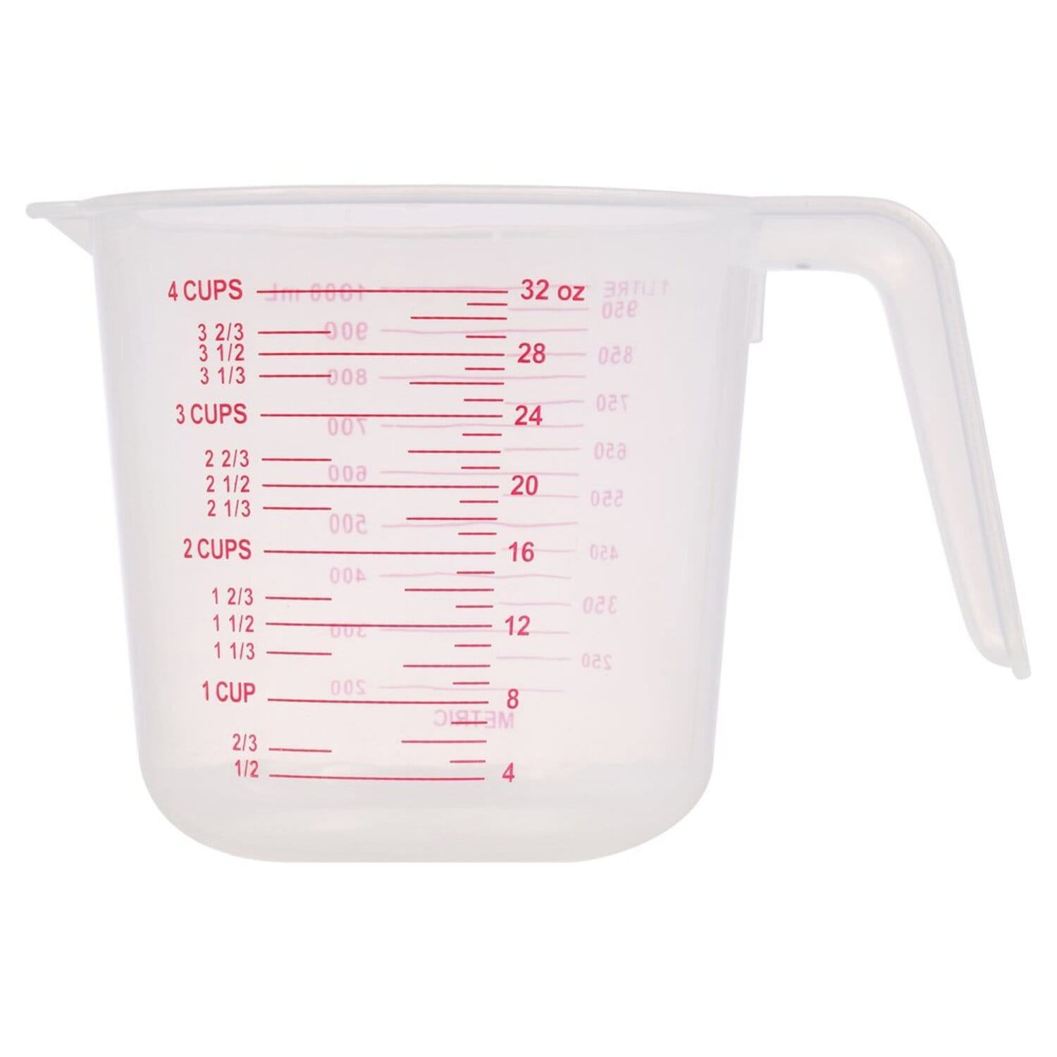 Large 4-Cup Capacity Clear Plastic Measuring Cups (Pack of 48)