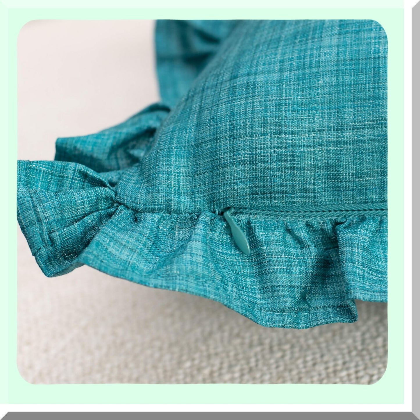 Teal Petals Decorative Throw Pillow Covers - Frills Polyester Washable Sofa Couch Bed Living Room Pack of 2 Dark Teal 18x18 inch