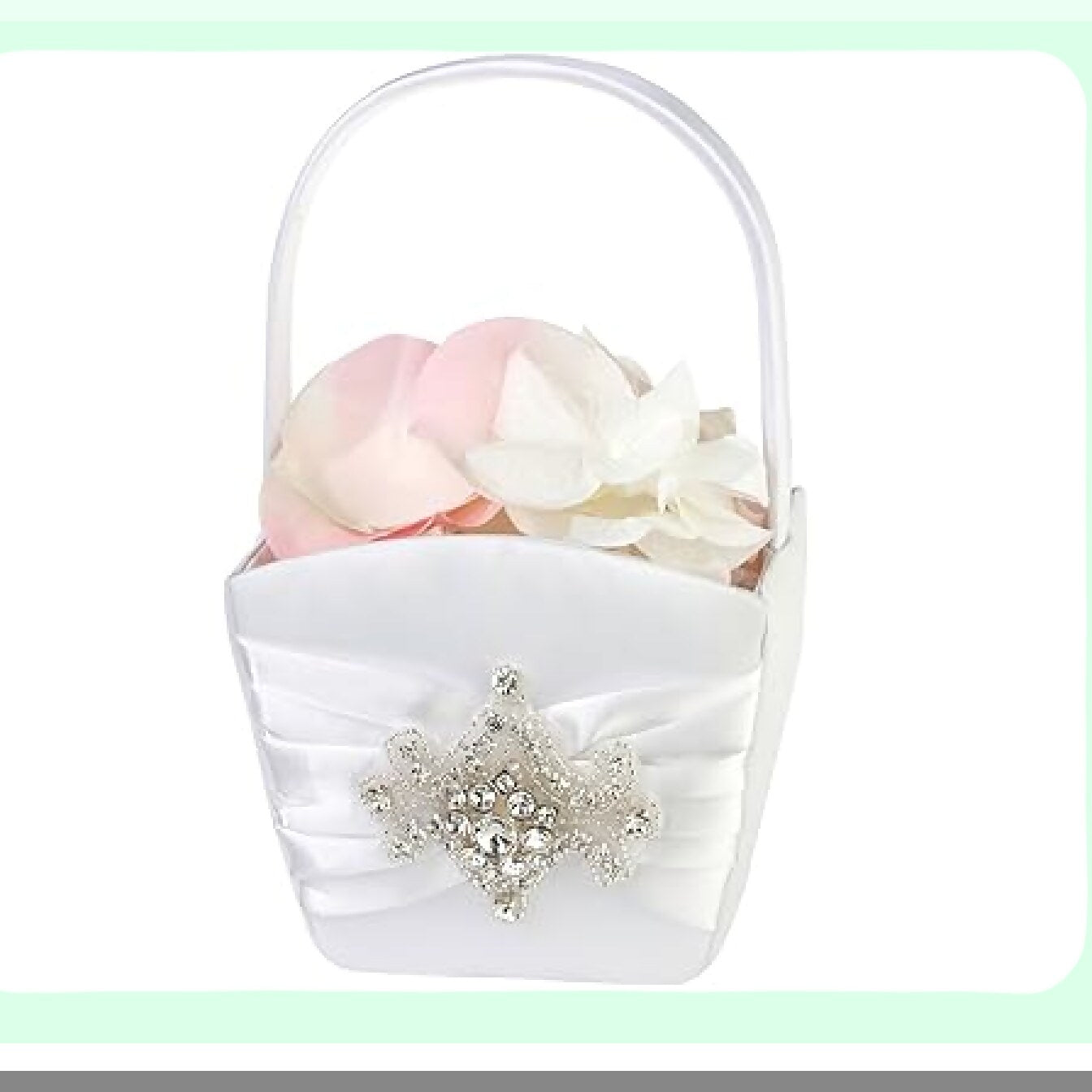 7.5" Jeweled Flower Girl Basket with Beaded Applique