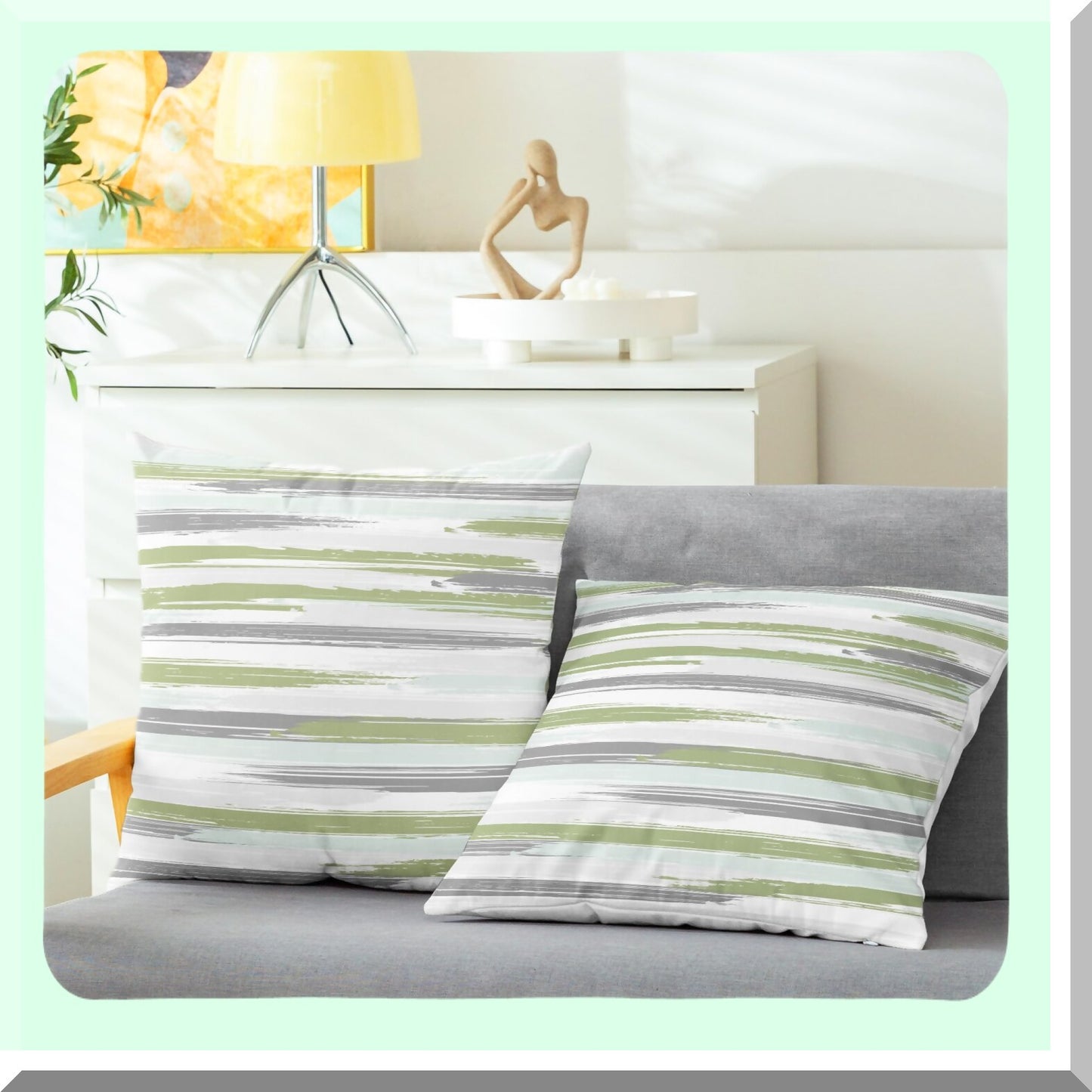 CozyFleece Rock Stone Geometric Texture Pillow Cases - 2 Pack Decorative Cushion Covers for Couch Bed Sofa - Farmhouse Decor 18x18 Sage Aqua Grey