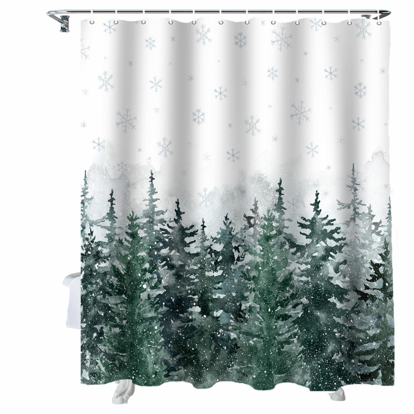 Pine Tree Forest Shower Curtain 72x72 Waterproof