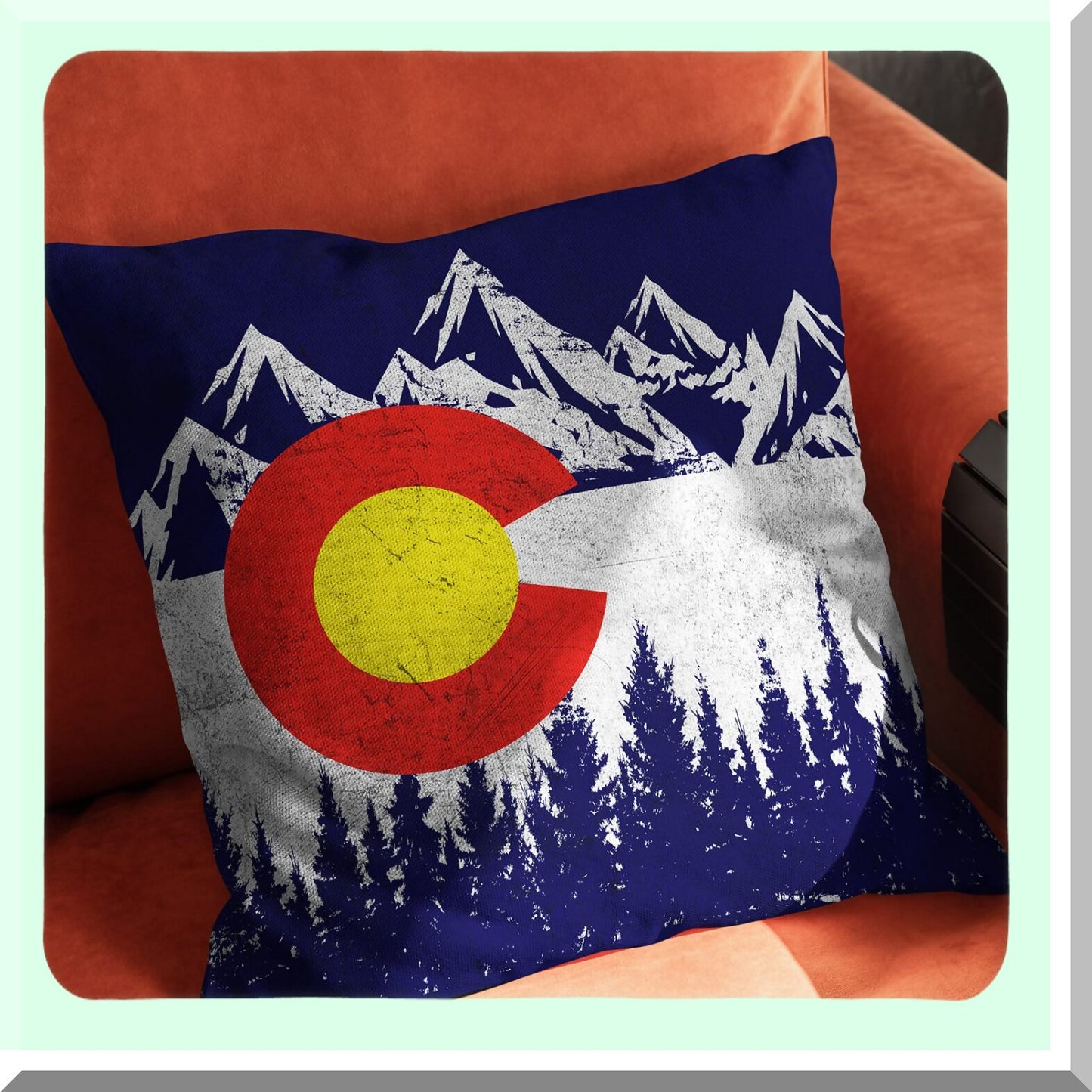 Vintage Colorado Mountain Flag Throw Pillow Cover - State Flag Decorative Cushion Case 18x18 Inch - CO State Flag Home Decor Accent