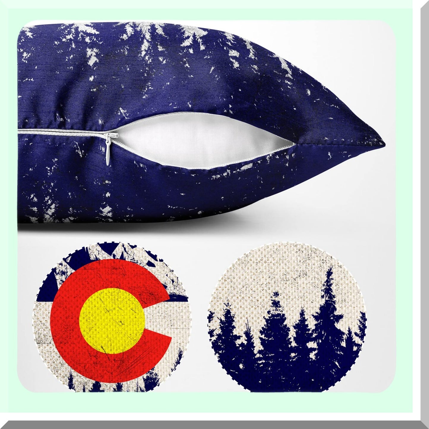 Vintage Colorado Mountain Flag Throw Pillow Cover - State Flag Decorative Cushion Case 18x18 Inch - CO State Flag Home Decor Accent