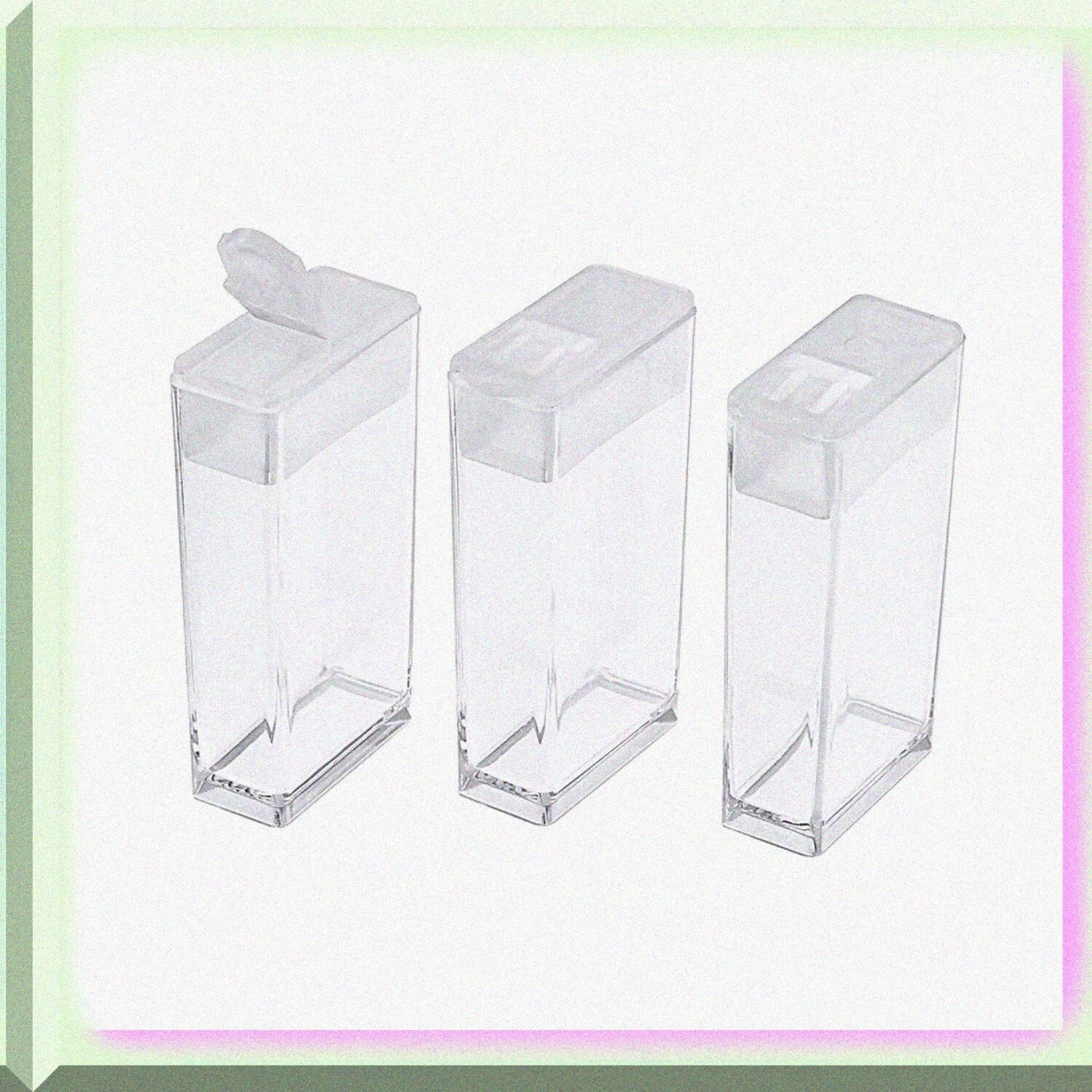 100Pcs Clear Plastic Flip Top Seed Bead Storage Containers