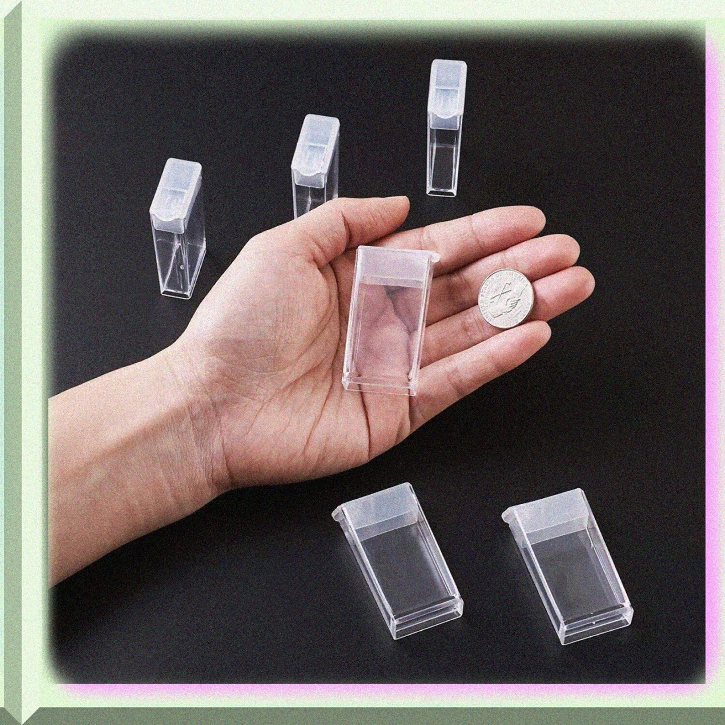 100Pcs Clear Plastic Flip Top Seed Bead Storage Containers