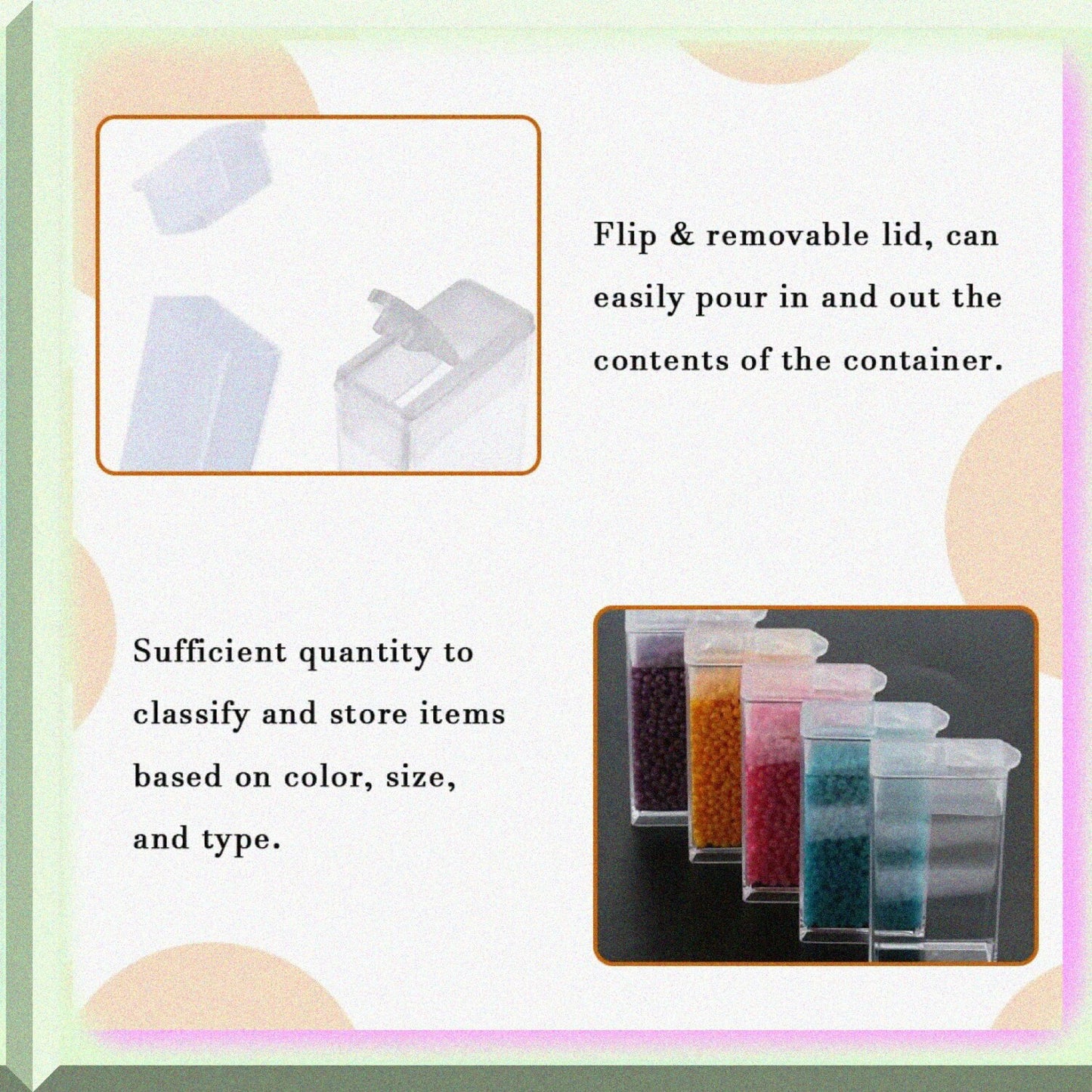 100Pcs Clear Plastic Flip Top Seed Bead Storage Containers
