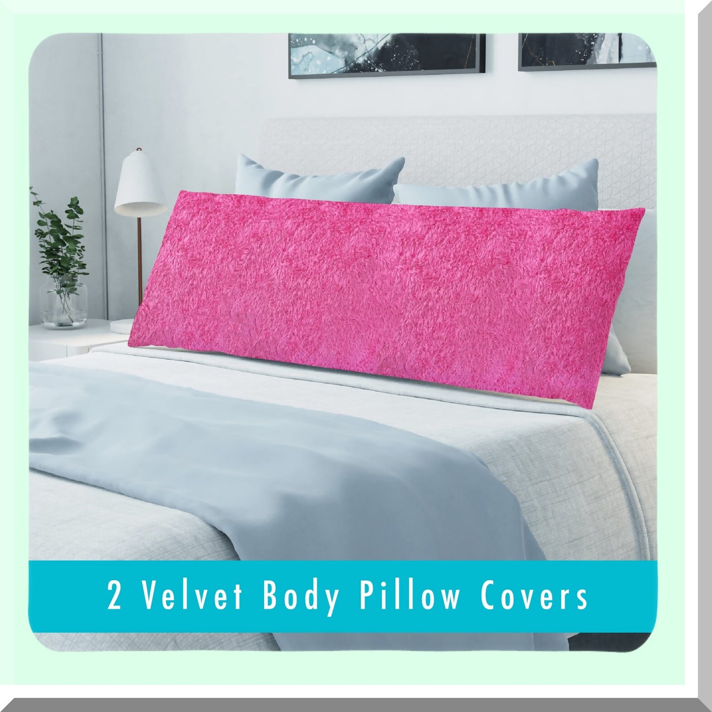 Plush Pink Velvet Body Pillowcase Set - 20x54 Inches, Soft & Cozy Cover for Long Pillows, Pack of 2, Luxurious Bedding Accessories