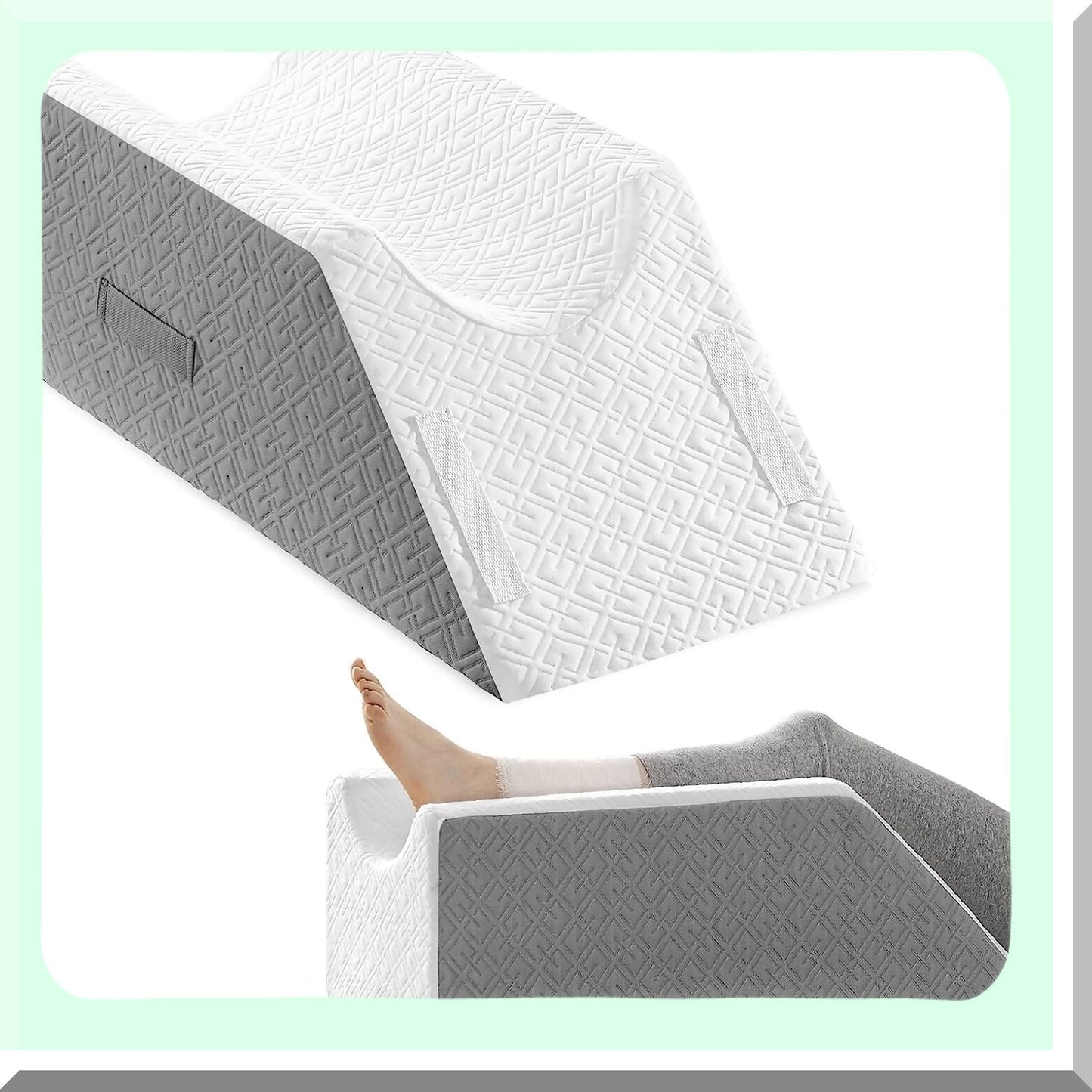 OrthoRest Leg Elevate Memory Foam Wedge Pillow - Ankle Knee Leg Support for Swelling Relief. Washable Cover, Single Leg Pillow for Post-Surgery Recovery.