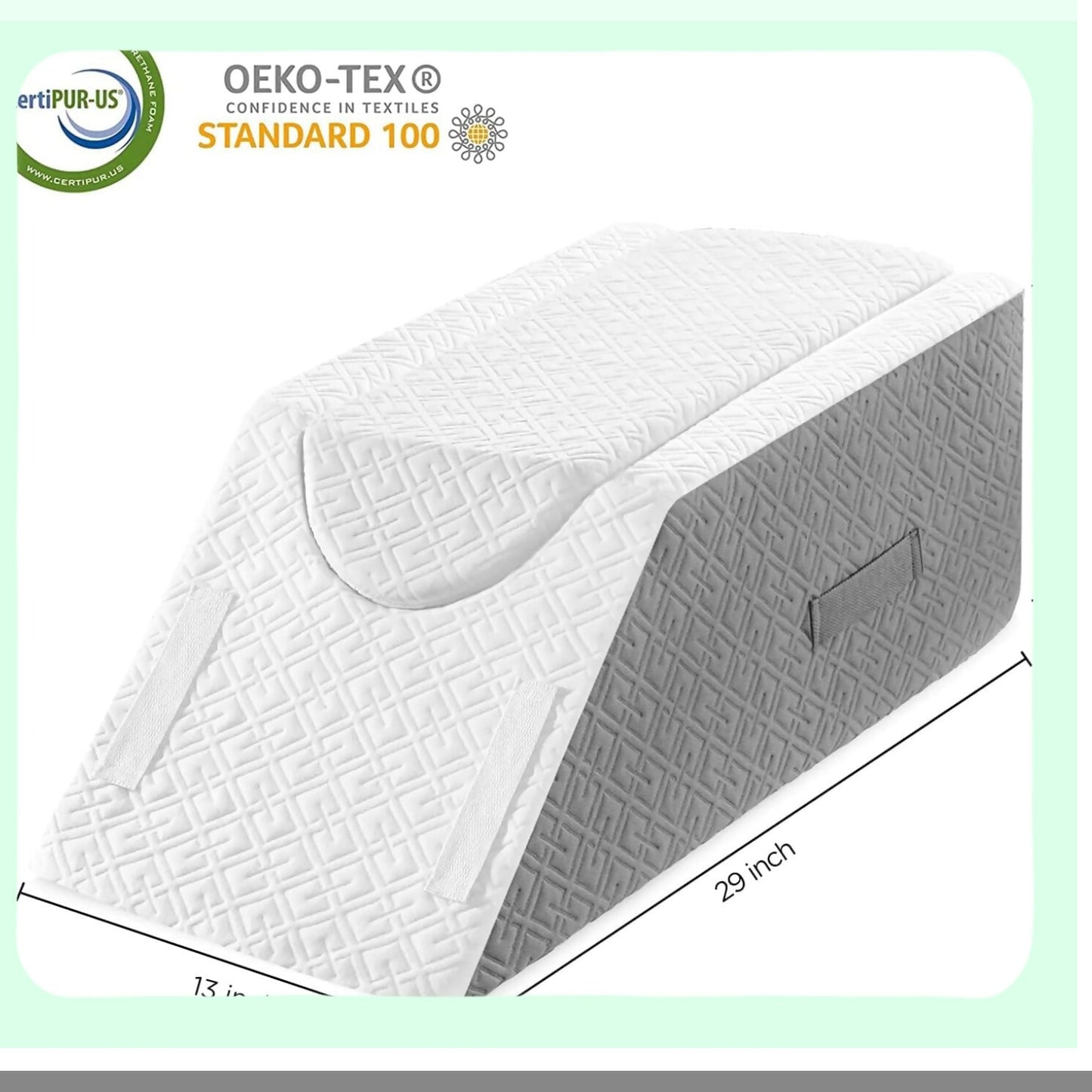 OrthoRest Leg Elevate Memory Foam Wedge Pillow - Ankle Knee Leg Support for Swelling Relief. Washable Cover, Single Leg Pillow for Post-Surgery Recovery.