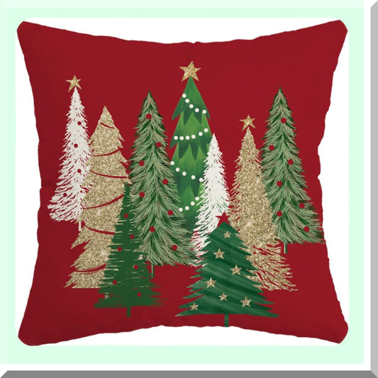 Winter Wonderland Tree Stars Pillow Cover Compatible with Home Sofa Couch