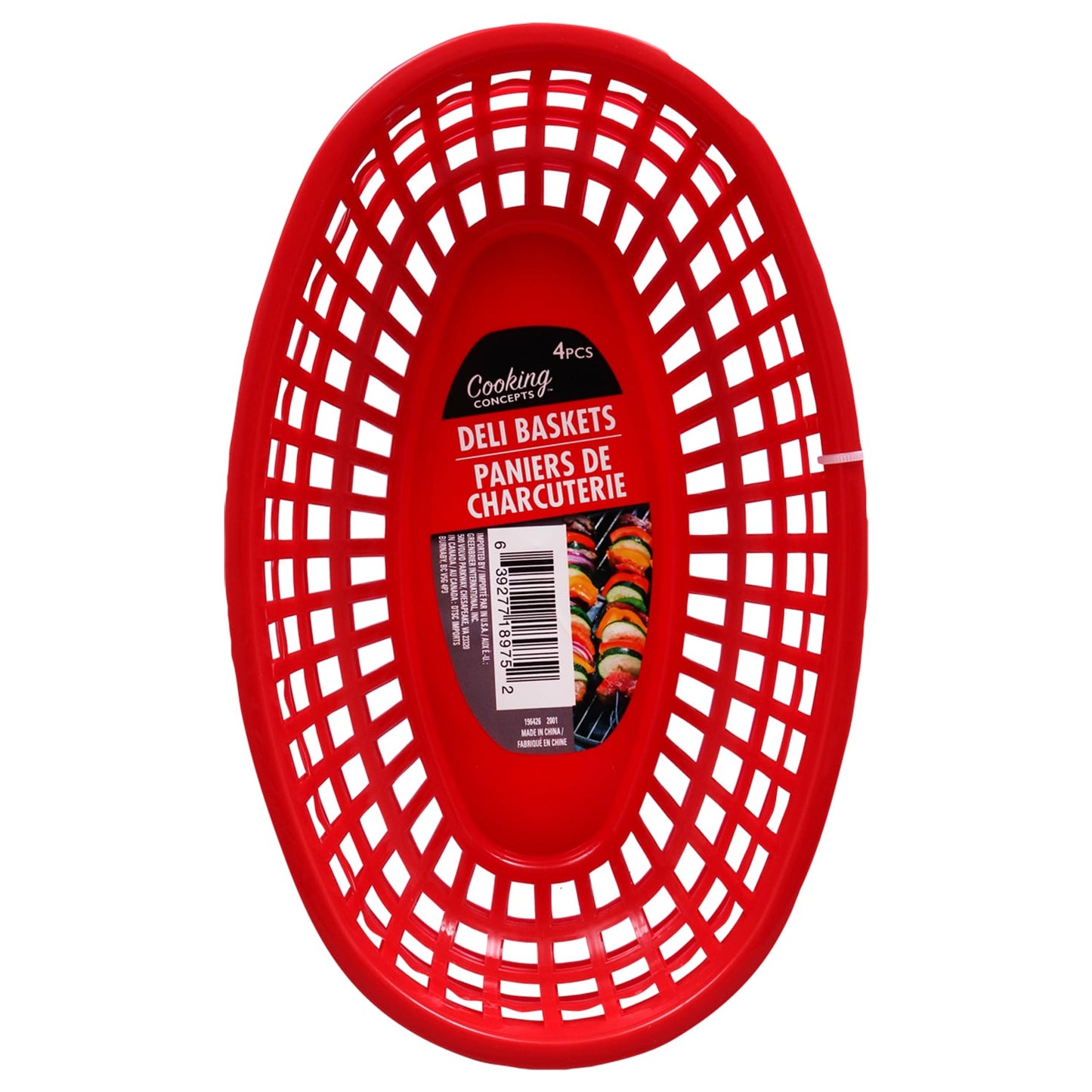 Cooking Concepts Red Deli Baskets, 4-ct. Packs (Pack of 24)