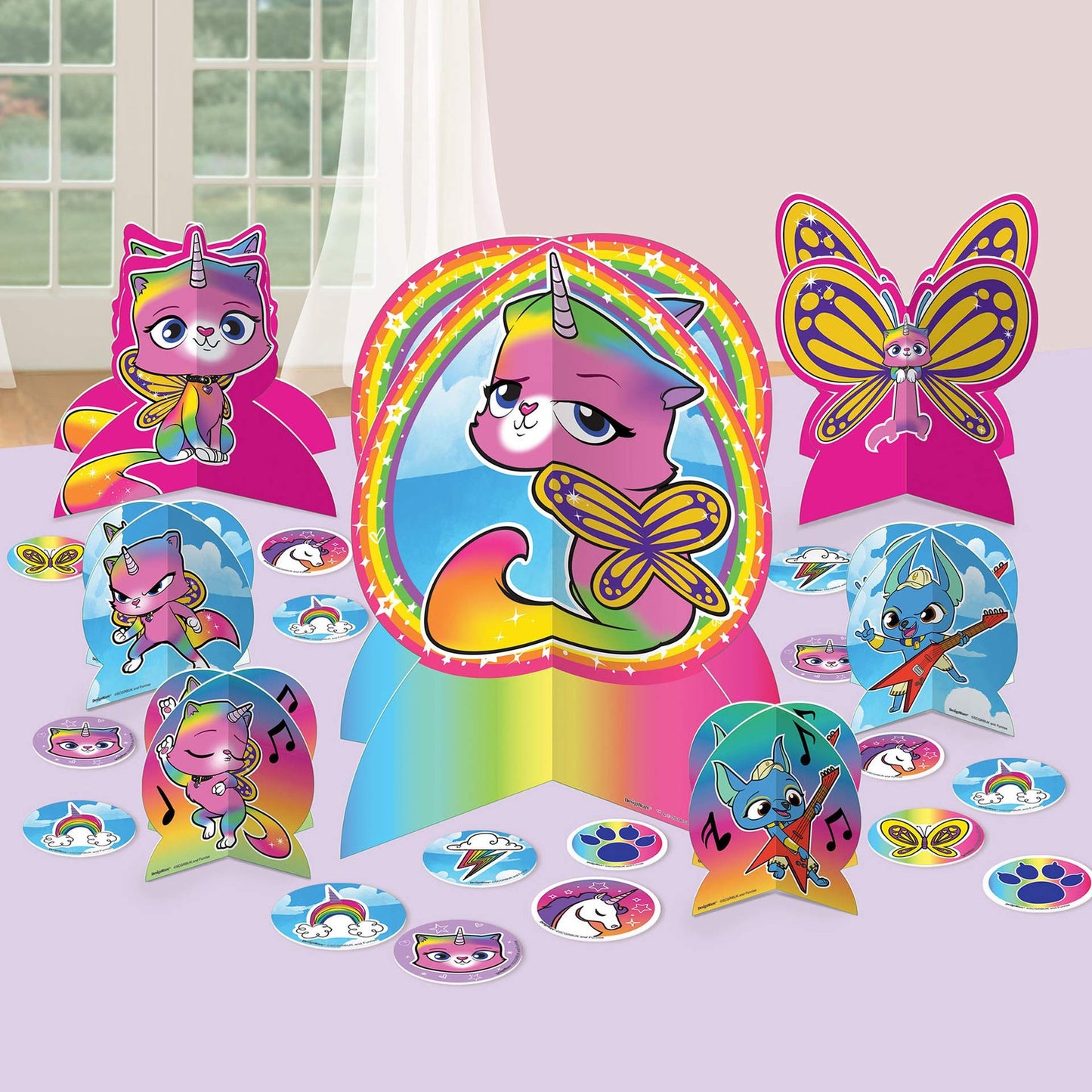 Rainbow Butterfly Unicorn Kitty Table Centerpiece Kit for Parties
