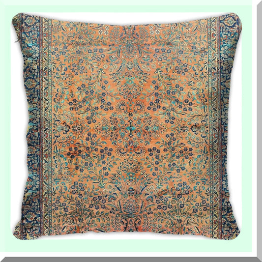 Floral Velvet Kashan Pillow Cover Compatible with Home Decor