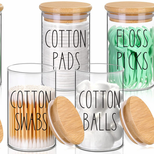 4 Pack Clear Borosilicate Glass Jars with Bamboo Lids