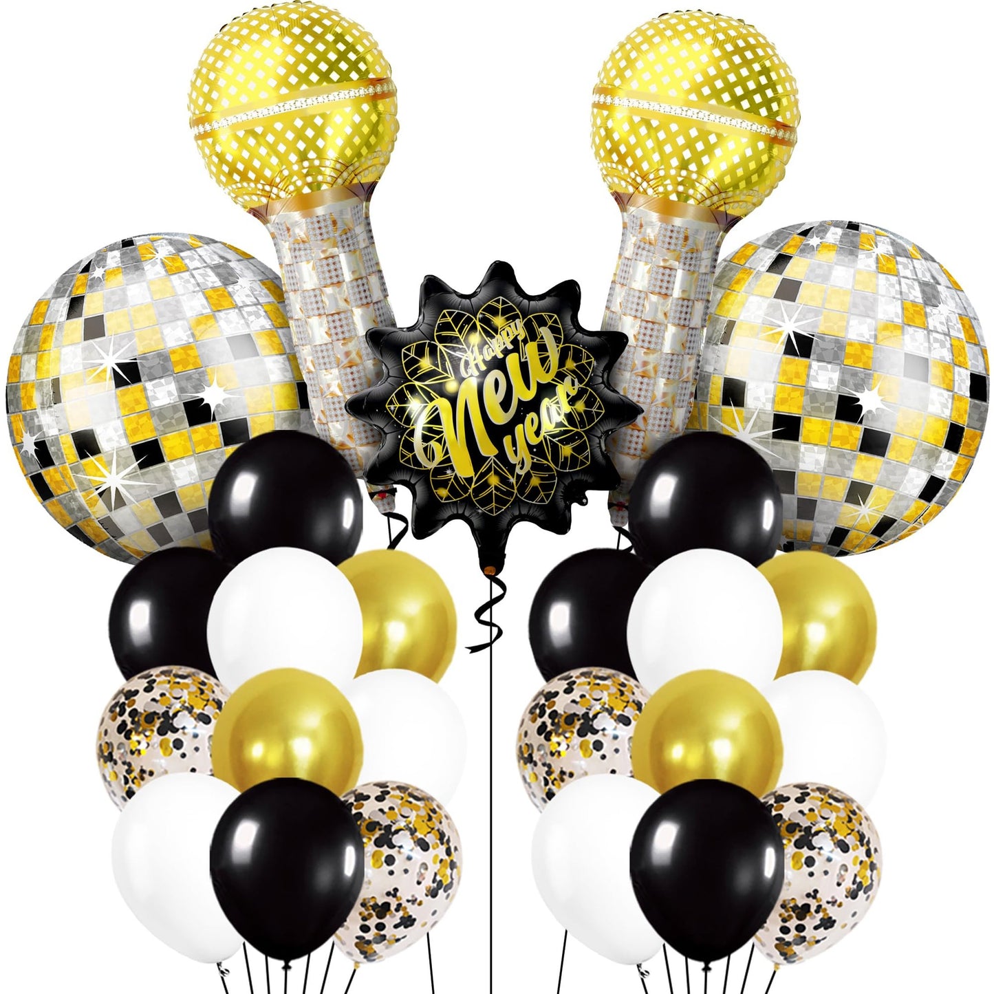 Disco Happy New Year Balloons Pack of 37 for 2024 Celebration