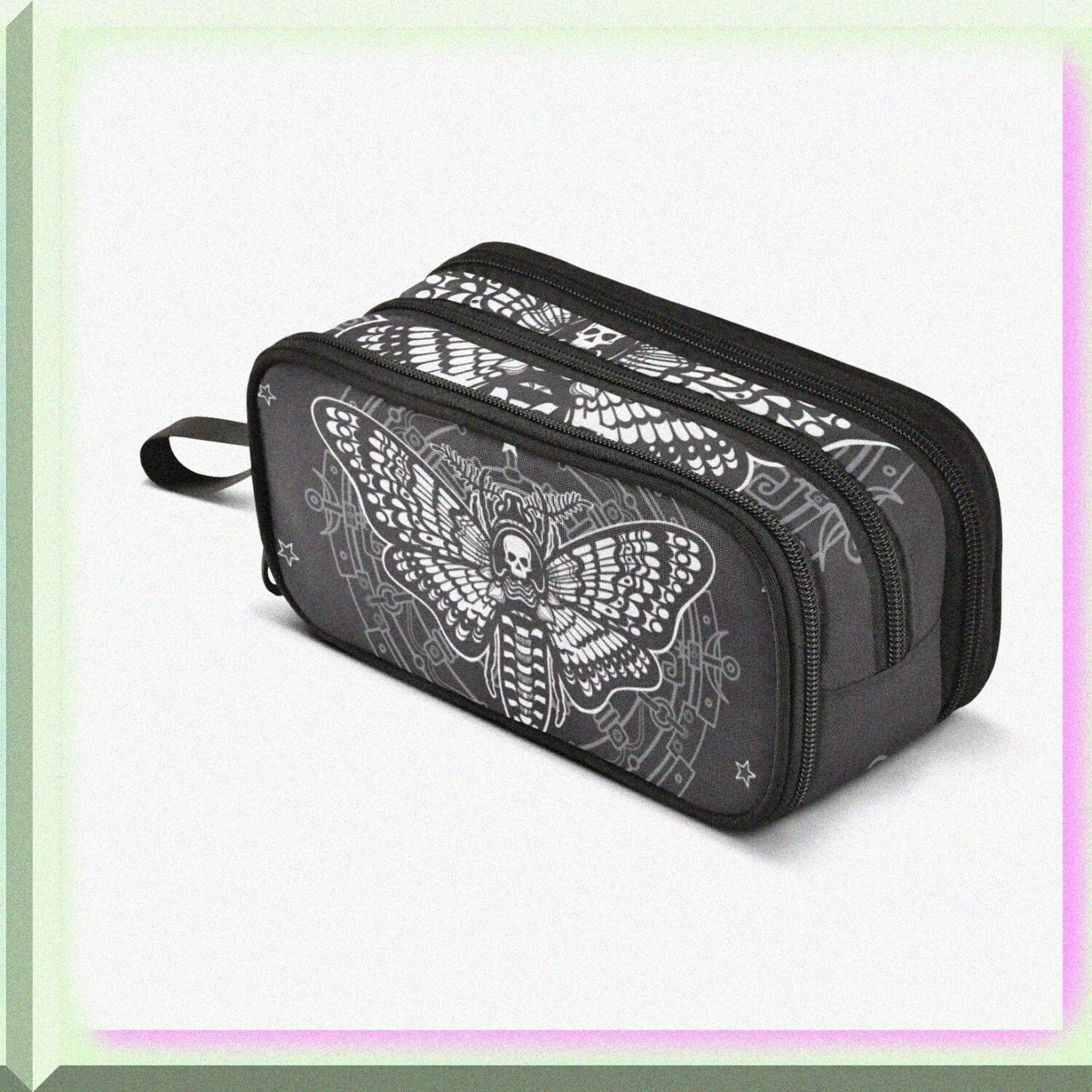 Large Capacity Moth Skull Pencil Case for School Office