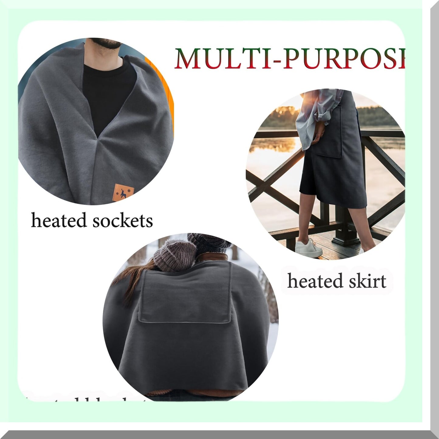 CozyHeat USB Heated Blanket Shawl - Portable Office Warmth, 5ft x 2.7ft Electric Heating Vest Blanket