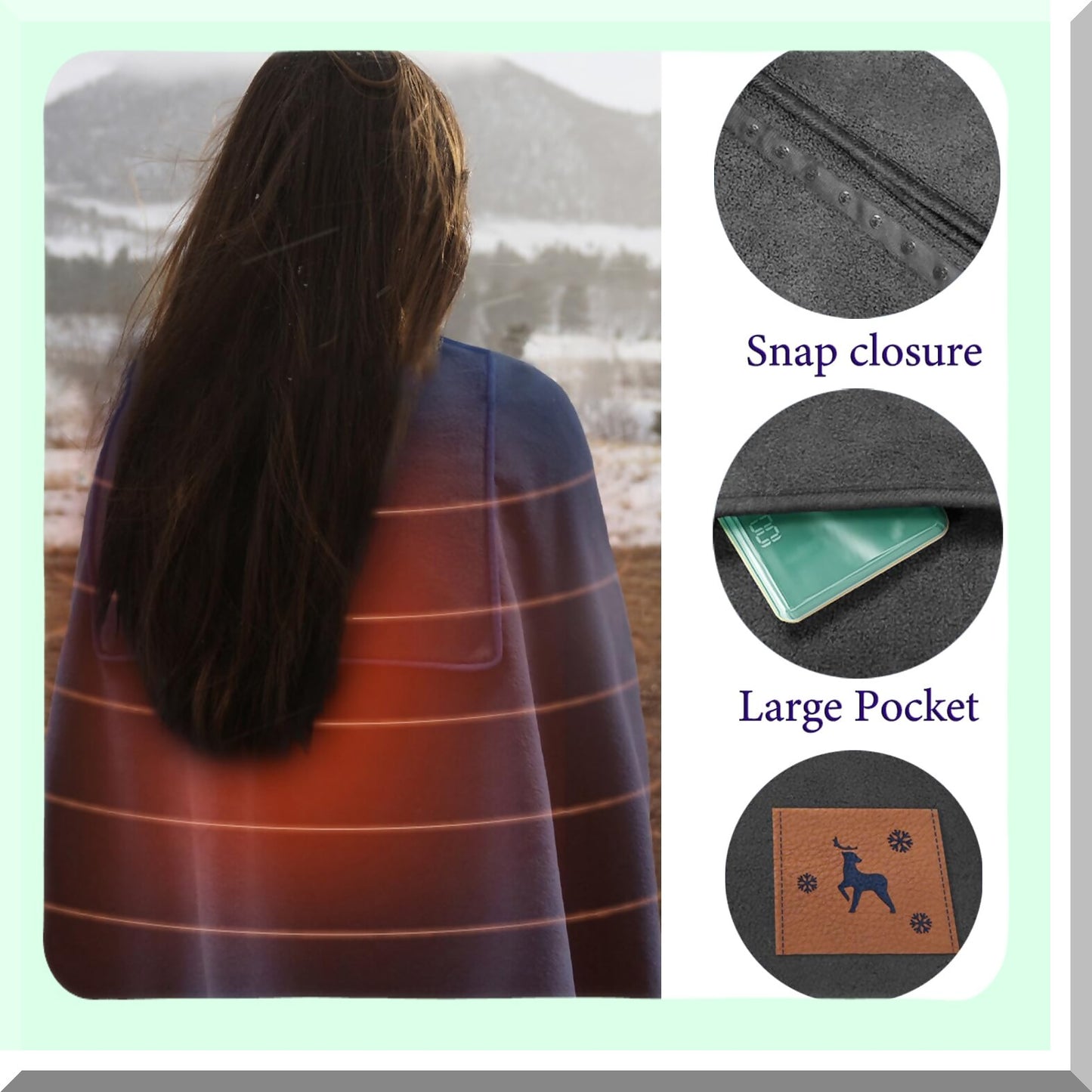 CozyHeat USB Heated Blanket Shawl - Portable Office Warmth, 5ft x 2.7ft Electric Heating Vest Blanket
