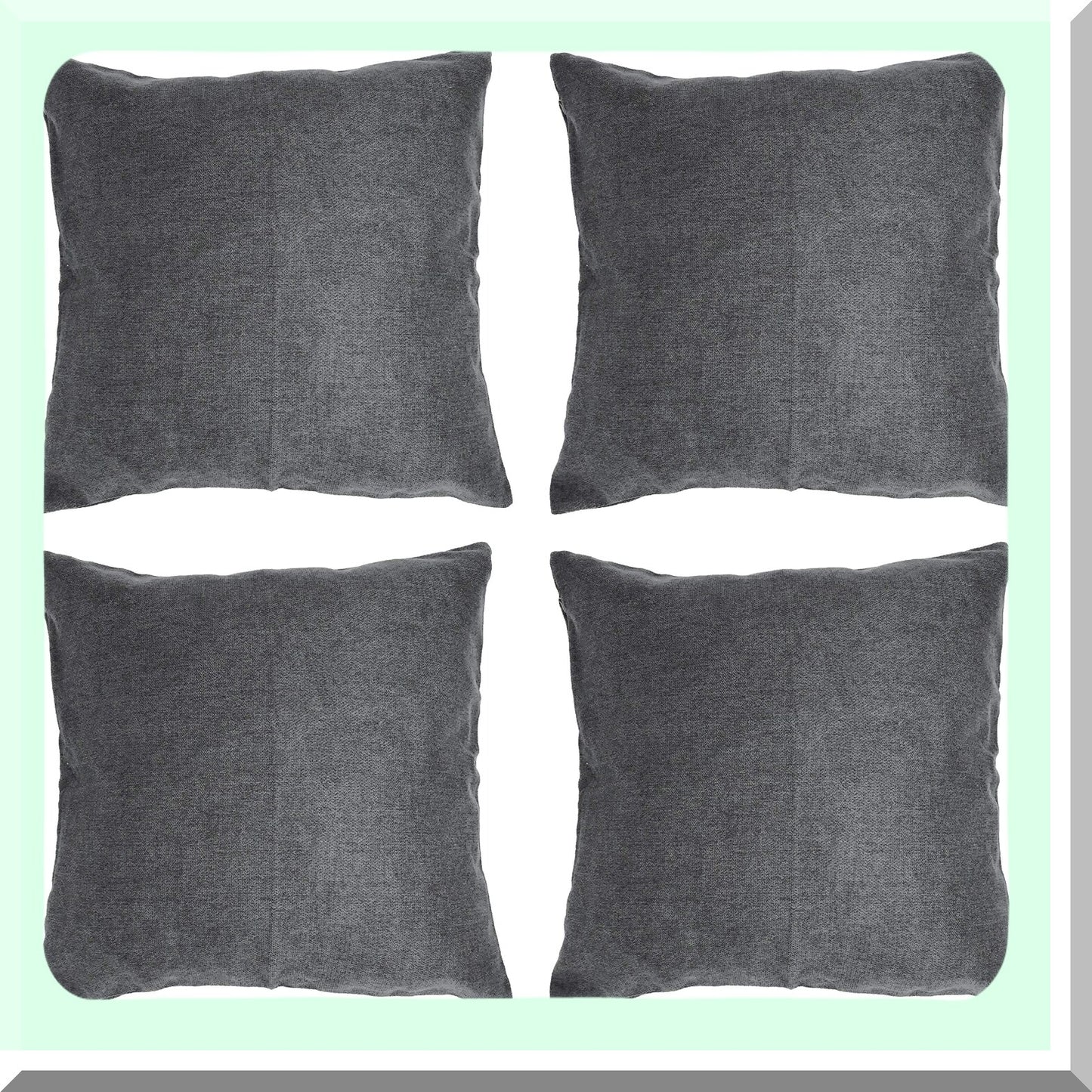 Dark Grey Decorative Pillow Cover Set - 4 Pack 18x18 Inch - Modern Home Decor Cushion Cases - Soft Velvet Throw Pillow Covers - NO Inserts Included