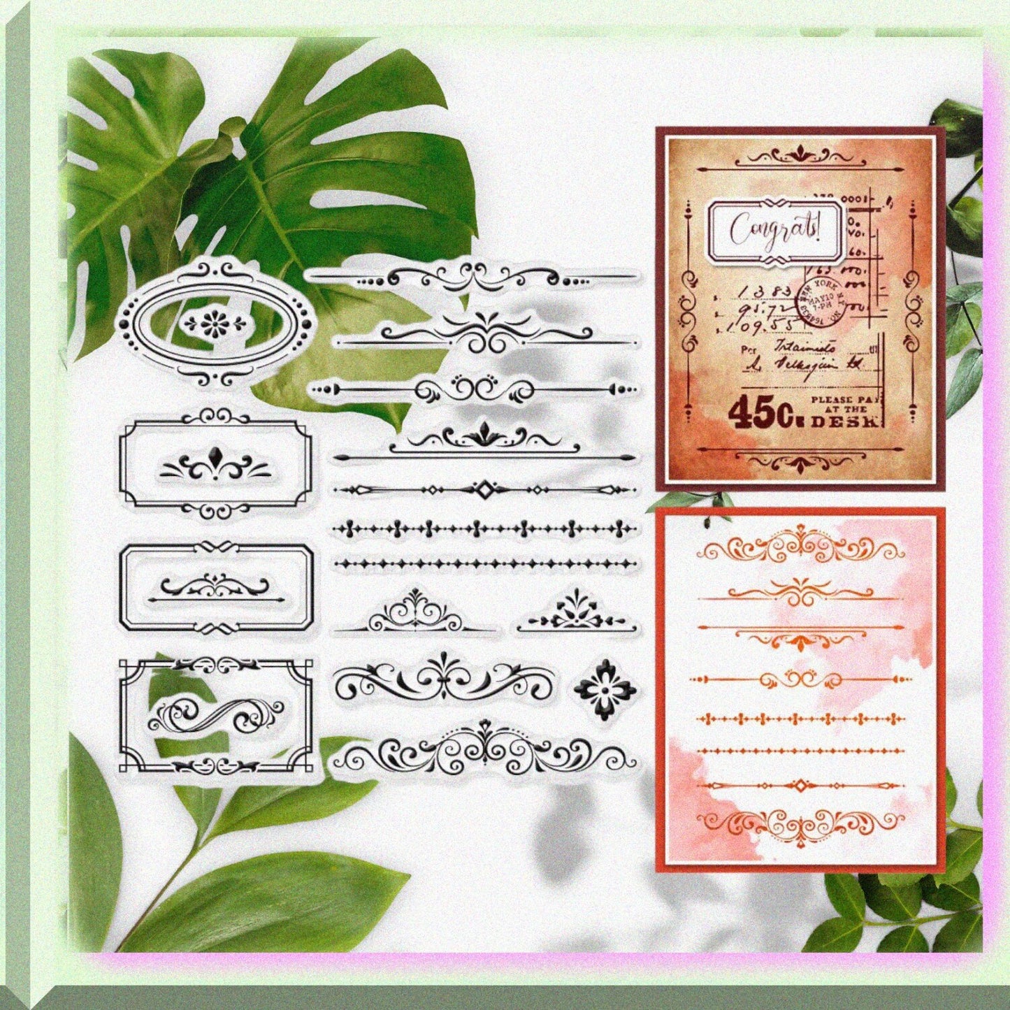 Flower Lace Line Clear Stamps for Scrapbooking and Card Making
