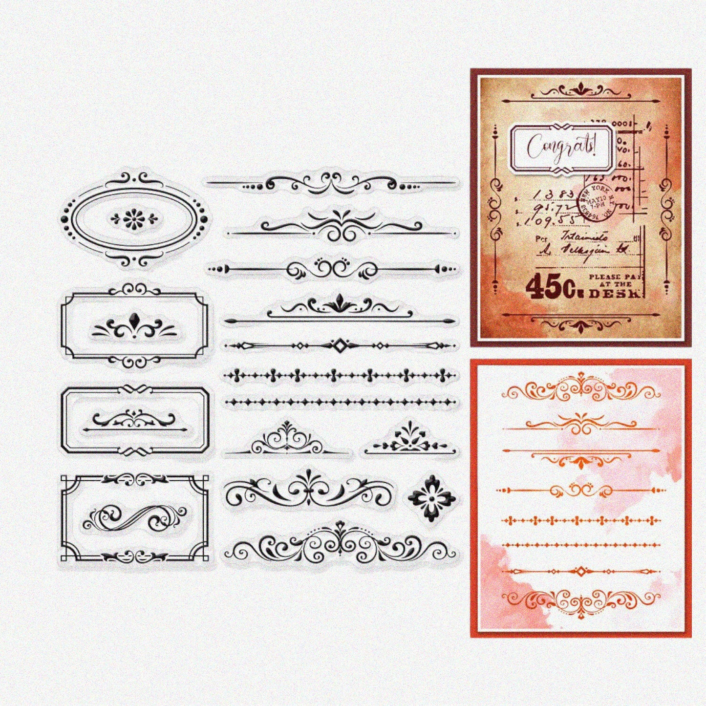 Flower Lace Line Clear Stamps for Scrapbooking and Card Making