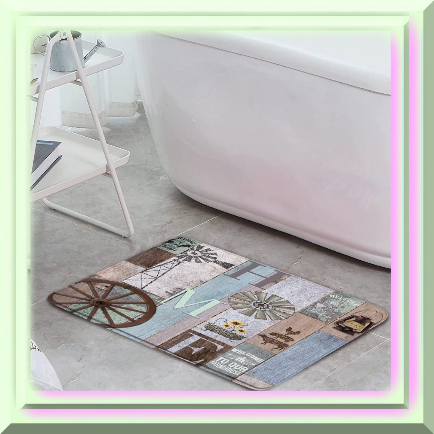 Rustic Farmhouse Bath Mat 17.7 x 29.5 Inch