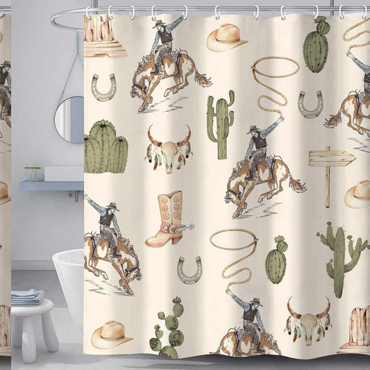 Western Cowboy Shower Curtain 69x72in with Hooks