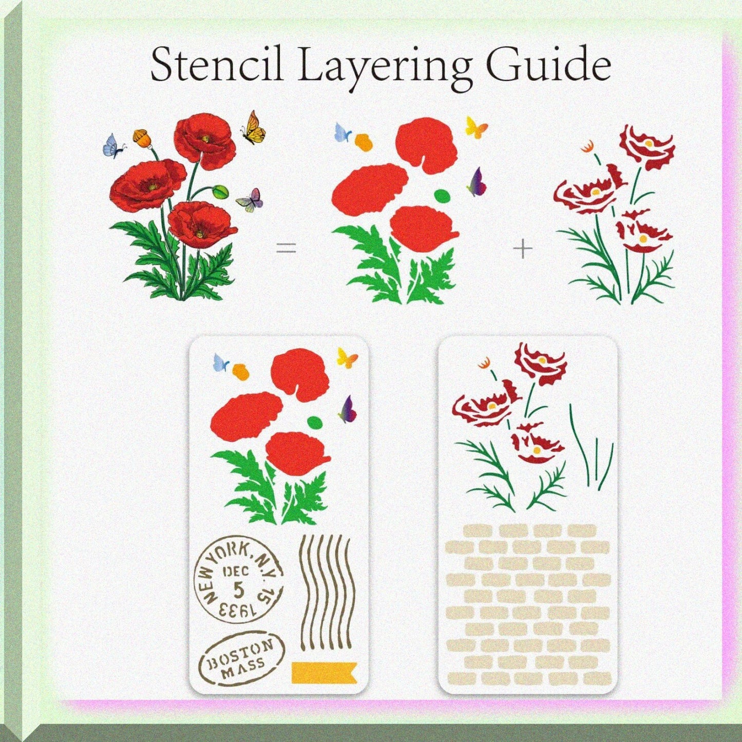 Corn Poppy Flower Stamps and Die Bundle for Card Making
