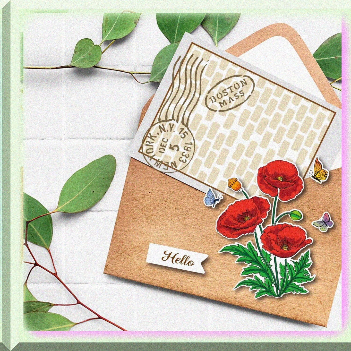 Corn Poppy Flower Stamps and Die Bundle for Card Making