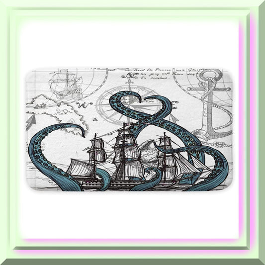 Nautical Kraken Octopus Bath Mat 17x29 Inch