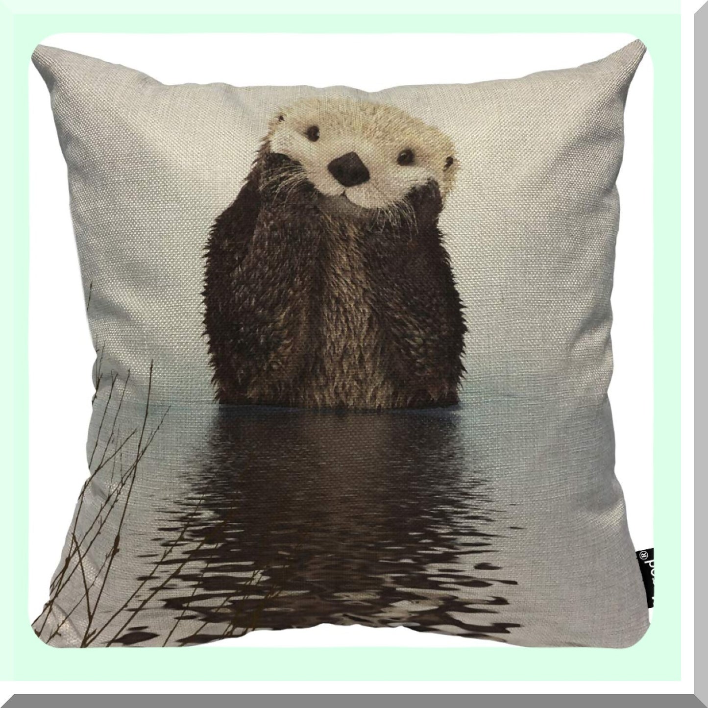 River Otter Cotton Linen Pillow Cover - Cute Brown & White Throw Case for Couch Sofa Bed - Decorative Square Cushion Cover 18x18 Inch - Standard Size
