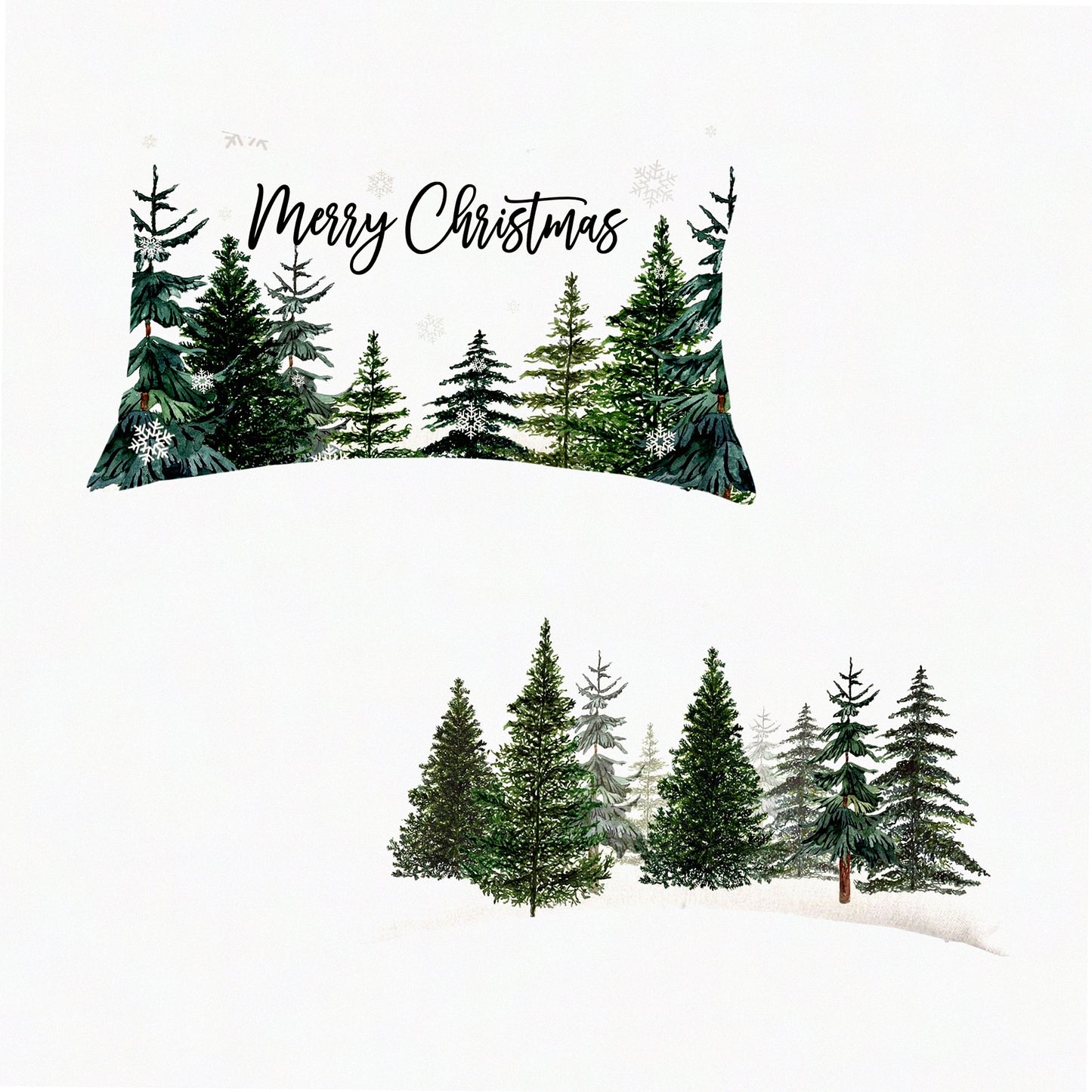 Snowflake Winter Lumbar Pillow Covers - Set of 2 Merry Tree Throw Cushion Cases 12x20 Inch for Couch Home Decorations.