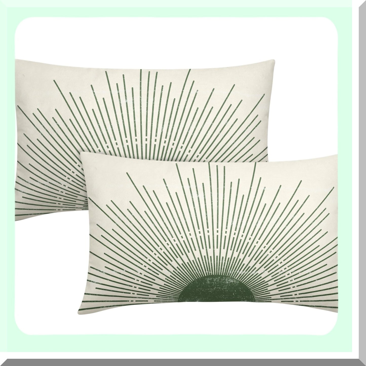 Sunrise Sunset Boho Lumbar Pillow Covers - Set of 2 Abstract Sunshine Print Decorative Throw Pillows - Farmhouse Cushion Case for Couch & Bed