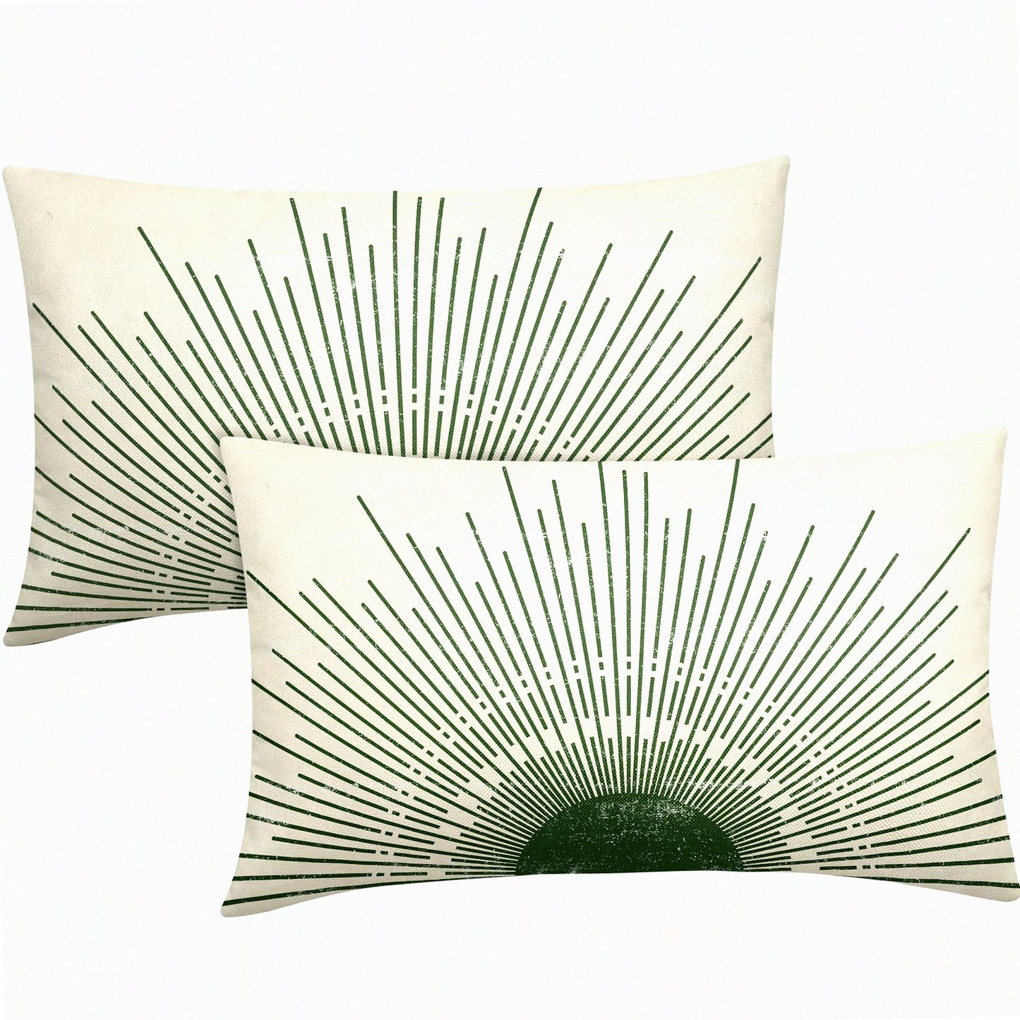 Sunrise Sunset Boho Lumbar Pillow Covers - Set of 2 Abstract Sunshine Print Decorative Throw Pillows - Farmhouse Cushion Case for Couch & Bed