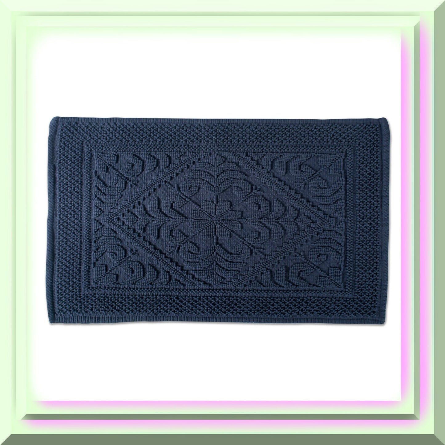 Jacquard Navy Bath Rug 20x31