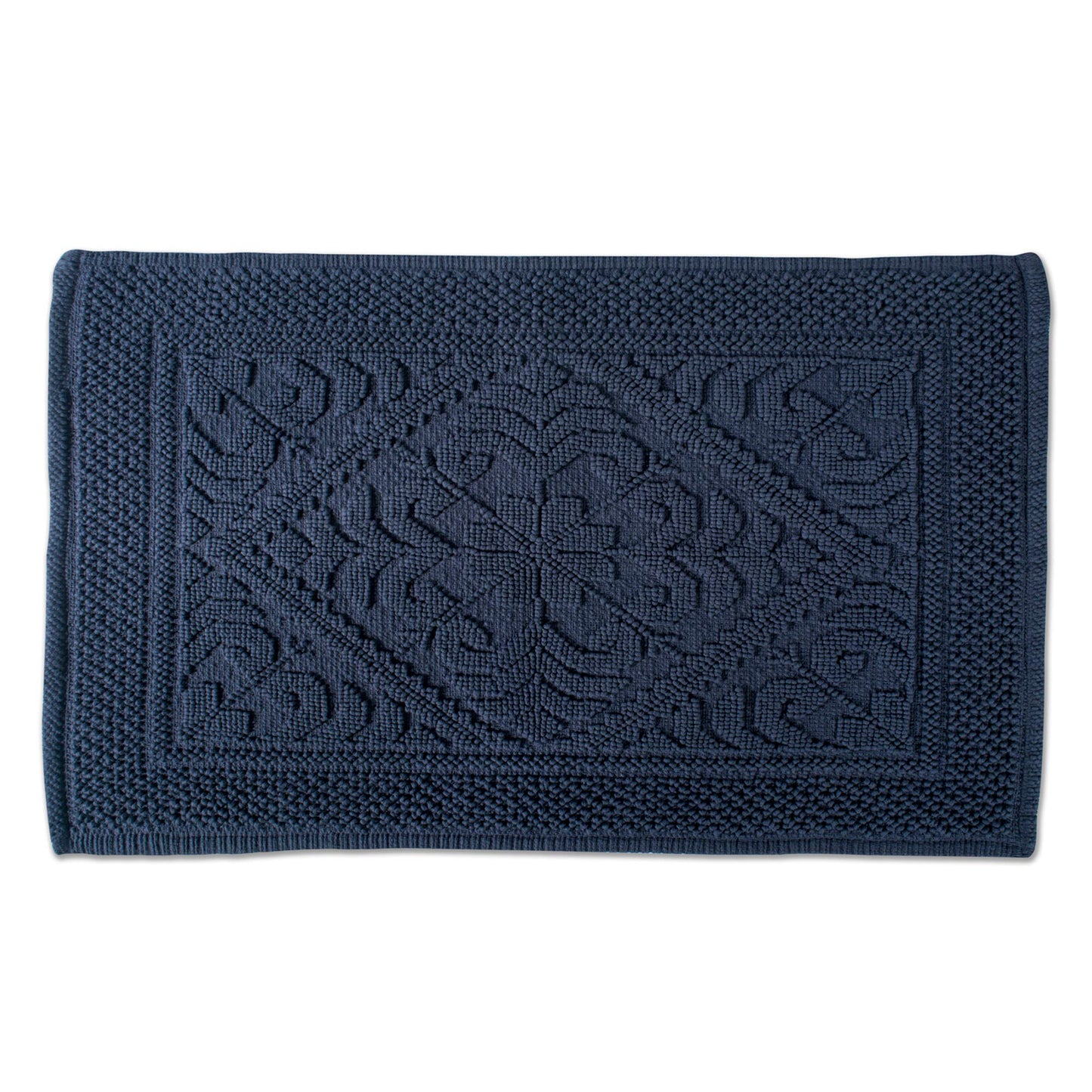 Jacquard Navy Bath Rug 20x31